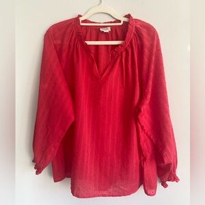 J.CREW BALLOON SLEEVES TEXTURE RED HOT PINK TOP SIZE XL